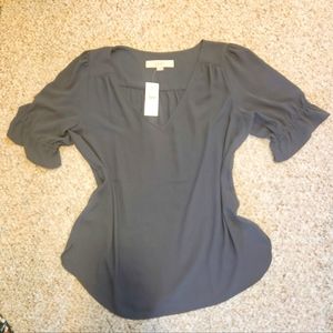 Dark gray puff sleeve blouse